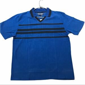 Ralph Lauren Polo Golf V-Neck Polo Shirt Blue with Black Stripe Short Sleeve XXL